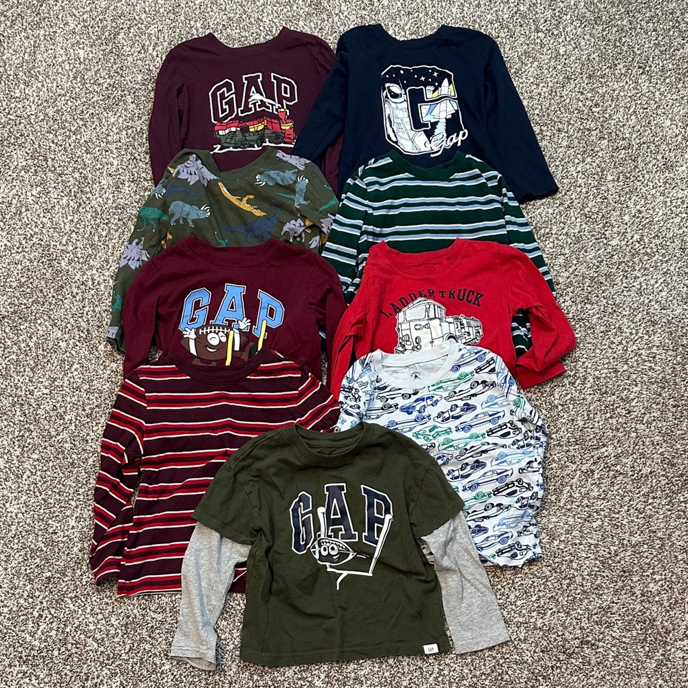 GAP Kids Long-Sleeve Bundle - 9 Count -Size 4T - Mixed Colors